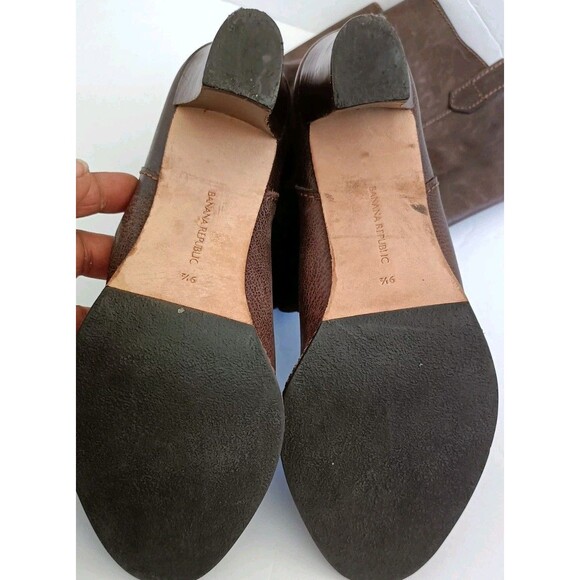 BANANA REPUBLIC All Leather Boots Size 9.5 Brown Mid-Calf 4" High Heel Esquire - Picture 9 of 13